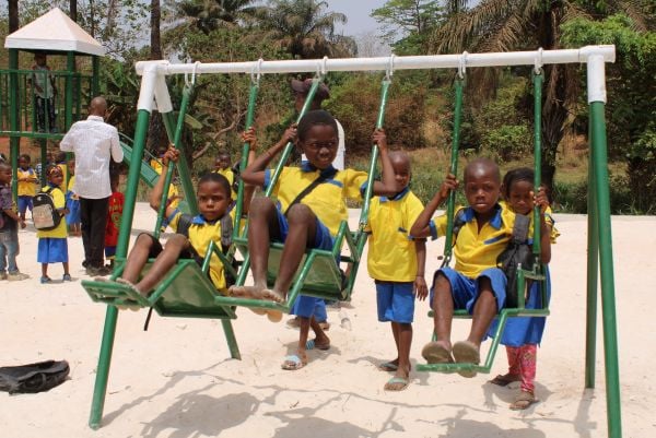 Children play at a primary school supported by ChildFund Guinea.