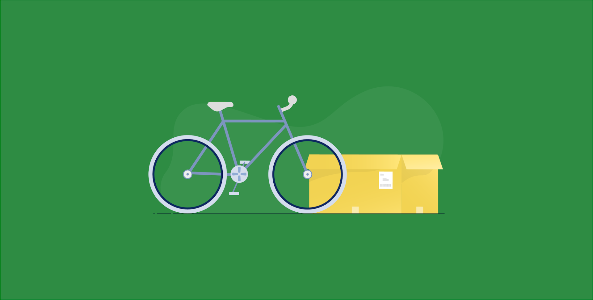 Bicycle with a cardboard box